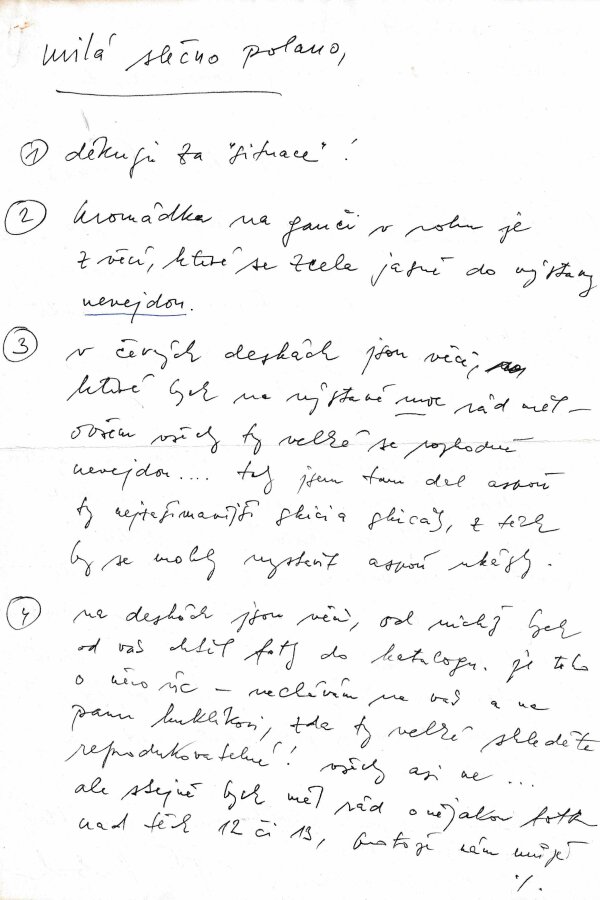 Dopis J. Valocha P. Bregantové, 1983, © archiv Nadačního fondu Kmentová Zoubek, 2023  